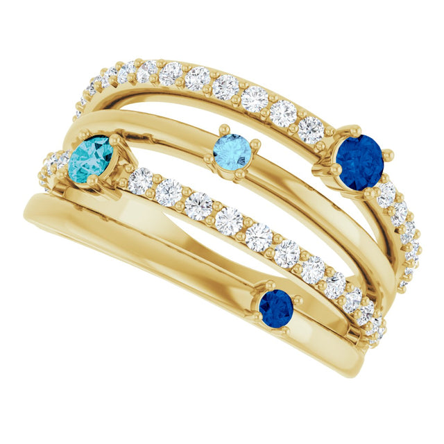 14K Gold Round Natural Diamond Negative Space Ring No. 2 - Yellow Gold - view 5