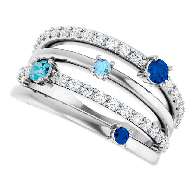 14K Gold Round Natural Diamond Negative Space Ring No. 2 - White Gold - view 5