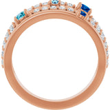 14K Gold Round Natural Diamond Negative Space Ring No. 2 - Rose Gold - view 2