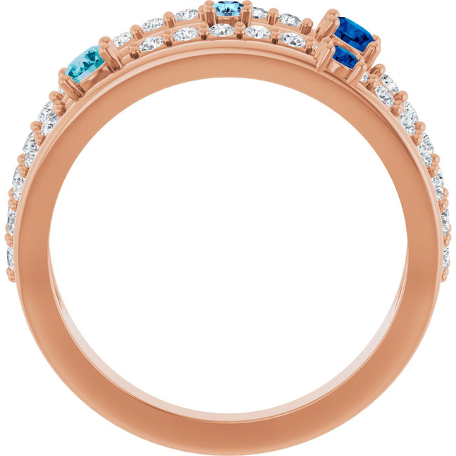 14K Gold Round Natural Diamond Negative Space Ring No. 2 - Rose Gold - view 2