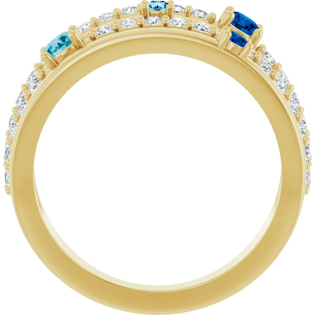 14K Gold Round Natural Diamond Negative Space Ring No. 2 - Yellow Gold - view 2