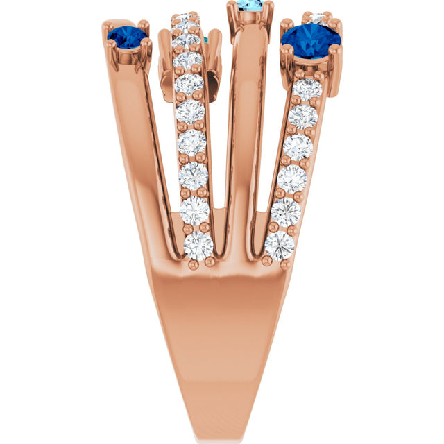 14K Gold Round Natural Diamond Negative Space Ring No. 2 - Rose Gold - view 4