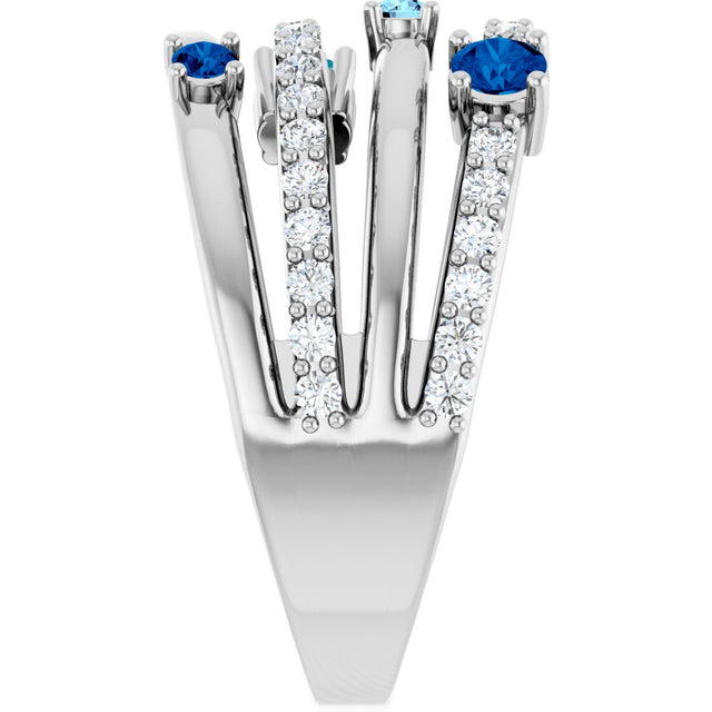 Platinum Round Natural Diamond Negative Space Ring IV - view 4
