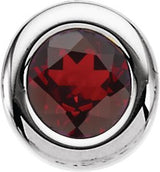 14K Gold Round Mozambique Garnet Birth of a Child Solitaire Pendant - White Gold