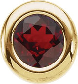 14K Gold Round Mozambique Garnet Birth of a Child Solitaire Pendant - Yellow Gold