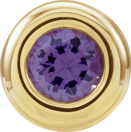 14K Gold Round Alexandrite Birth of a Child Solitaire Pendant - Yellow Gold