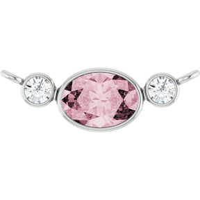 Platinum Oval Natural Pink Morganite & Natural Diamond Accented Necklace