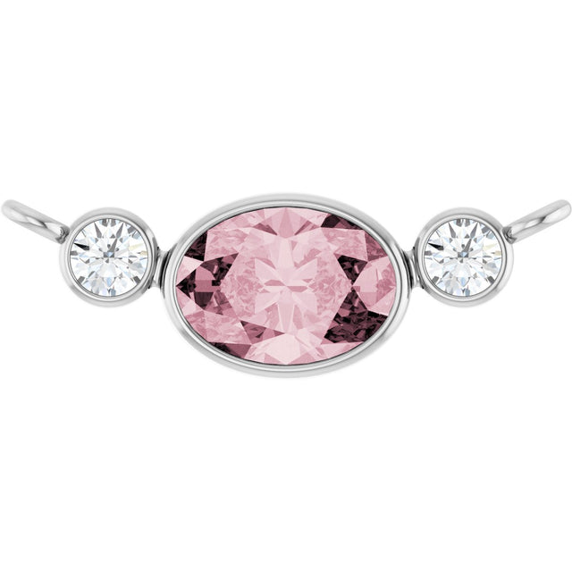 Platinum Oval Natural Pink Morganite & Natural Diamond Accented Necklace