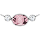 14K Gold Oval Natural Pink Morganite & Natural Diamond Accented Necklace - White Gold