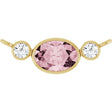 14K Gold Oval Natural Pink Morganite & Natural Diamond Accented Necklace - Yellow Gold