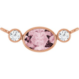 14K Gold Oval Natural Pink Morganite & Natural Diamond Accented Necklace - Rose Gold
