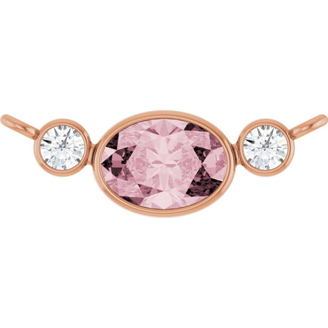 14K Gold Oval Natural Pink Morganite & Natural Diamond Accented Necklace - Rose Gold