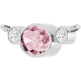14K Gold Oval Natural Pink Morganite & Natural Diamond Accented Necklace - White Gold - view 2