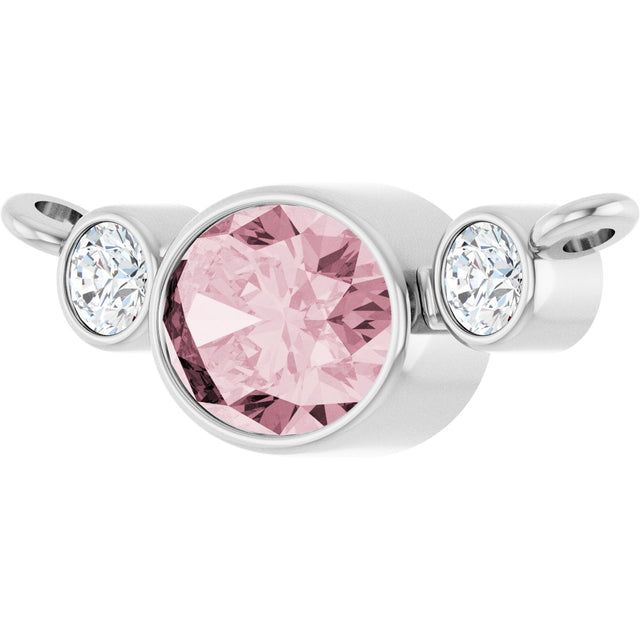 14K Gold Oval Natural Pink Morganite & Natural Diamond Accented Necklace - White Gold - view 2