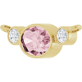 14K Gold Oval Natural Pink Morganite & Natural Diamond Accented Necklace - Yellow Gold - view 2