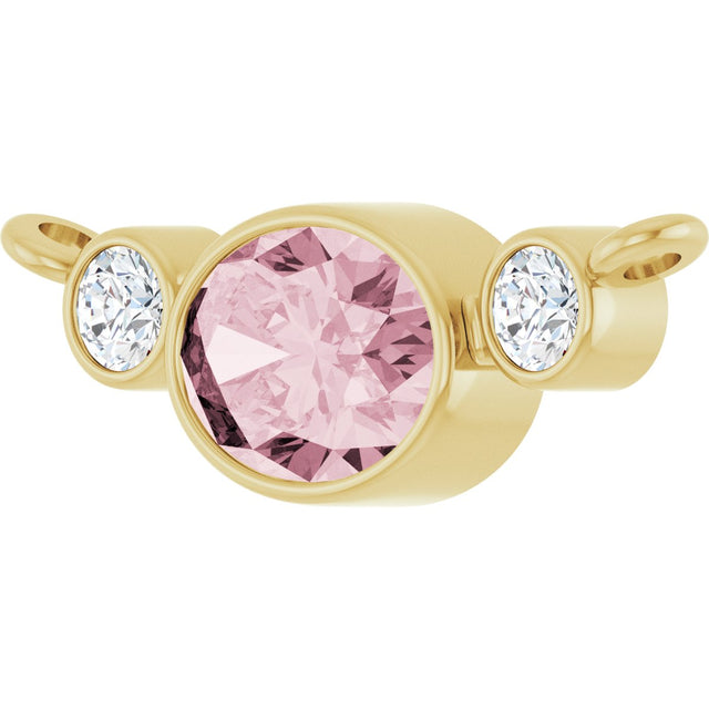 14K Gold Oval Natural Pink Morganite & Natural Diamond Accented Necklace - Yellow Gold - view 2
