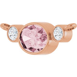 14K Gold Oval Natural Pink Morganite & Natural Diamond Accented Necklace - Rose Gold - view 2