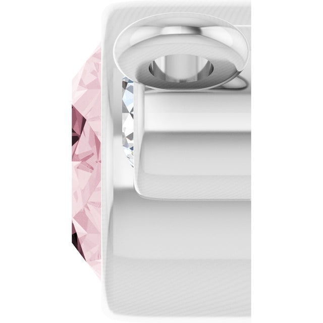14K Gold Oval Natural Pink Morganite & Natural Diamond Accented Necklace - White Gold - view 3