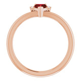 14K Gold Natural Mozambique Garnet & Natural Diamond Accented Heart Ring - Rose Gold - view 2