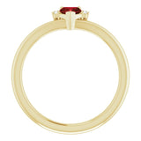 14K Gold Natural Mozambique Garnet & Natural Diamond Accented Heart Ring - Yellow Gold - view 2