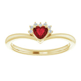 14K Gold Natural Mozambique Garnet & Natural Diamond Accented Heart Ring - Yellow Gold - view 3