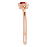 14K Gold Natural Mozambique Garnet & Natural Diamond Accented Heart Ring - Rose Gold - view 5
