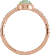 14K Gold Oval Natural Ethiopian Opal & Natural Diamond Accented Cabochon Ring - Rose Gold - view 2