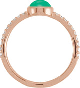 14K Gold Oval Natural Diamond Accented Cabochon Ring – 7x5mm - Rose Gold - view 2