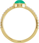 14K Gold Oval Natural Diamond Accented Cabochon Ring – 7x5mm - Yellow Gold - view 2