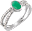 Platinum Oval Natural Diamond Accented Cabochon Ring