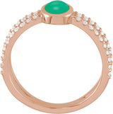 14K Gold Oval Natural Diamond Accented Cabochon Ring – 7x5mm - Rose Gold - view 2