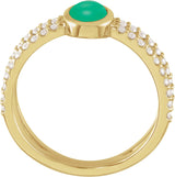14K Gold Oval Natural Diamond Accented Cabochon Ring – 7x5mm - Yellow Gold - view 2