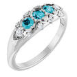 Platinum Round Natural London Blue Topaz & Natural Diamond Accented Three-Stone Ring