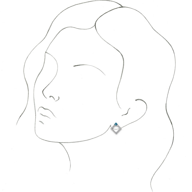 Platinum Square Natural Aquamarine Accented Geometric Earrings - view 8
