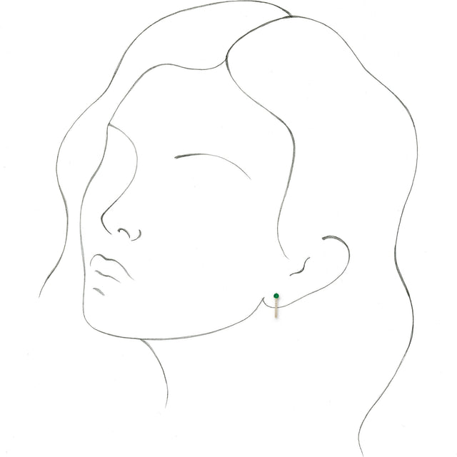 14K Gold Round Lab-Grown Emerald Accented J-Hoop Earrings - Yellow Gold - view 6