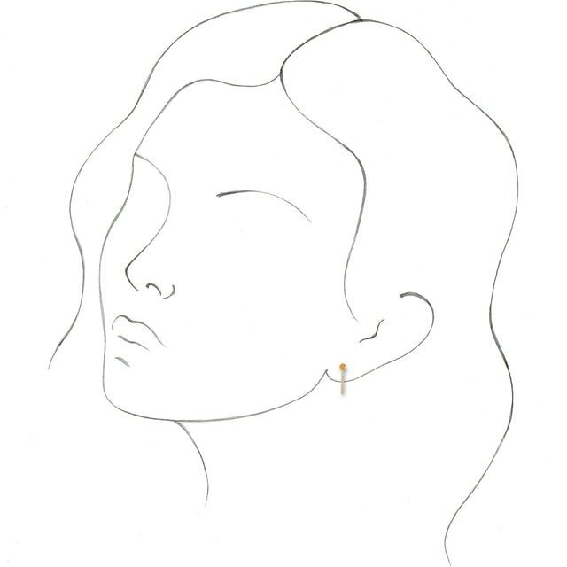 14K Gold Round Natural Citrine Accented J-Hoop Earrings - Yellow Gold - view 6