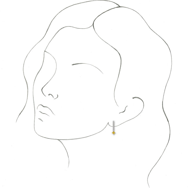 14K Gold Square Natural Yellow Sapphire Bar Drop Earrings - White Gold - view 3