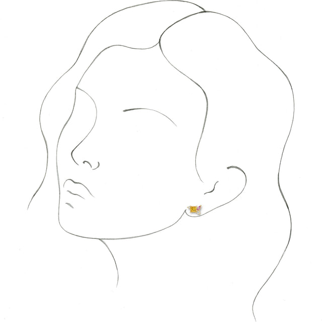 14K Gold Square Natural Yellow Sapphire & Natural Pink Sapphire & Natural Diamond Accented Earrings - Yellow Gold - view 3