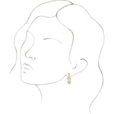 14K Gold Oval Natural Ethiopian Opal & Natural Pink Sapphire Vintage-Inspired Earrings - Yellow Gold - view 3