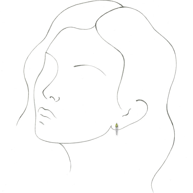 Platinum Pear Natural Peridot & Natural Diamond Accented Bar Earrings - view 3