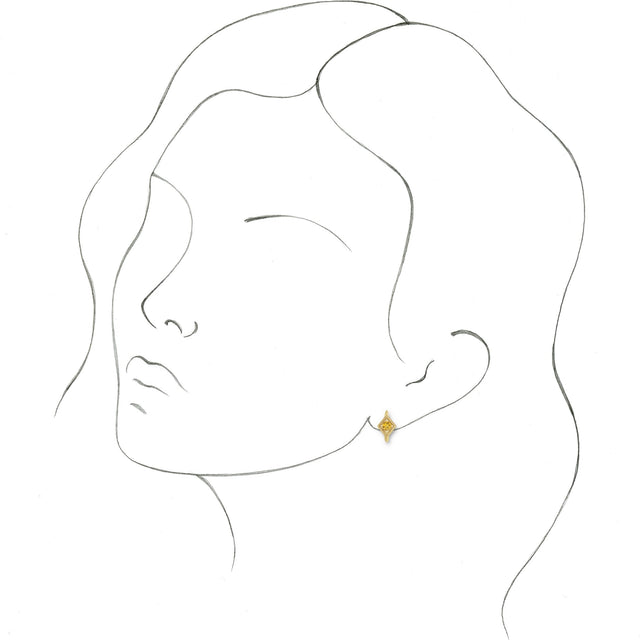 14K Gold Round Natural Yellow Sapphire Geometric Hoop Earrings - Yellow Gold - view 3