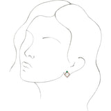 14K Gold Square Natural Emerald Accented Geometric Earrings - Rose Gold - view 8