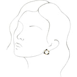 14K Gold Round Natural Black Onyx & Natural Diamond Circle Earrings - Yellow Gold - view 3