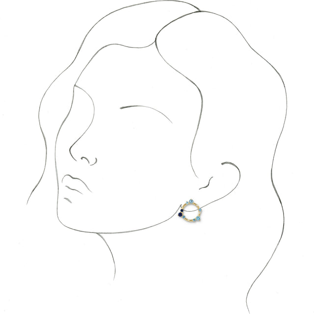 14K Gold Round Natural Diamond Circle Earrings II - Yellow Gold - view 3