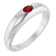 14K Gold Oval Natural Ruby Petite Dome Ring - White Gold