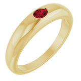 14K Gold Oval Natural Ruby Petite Dome Ring - Yellow Gold