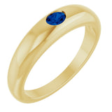 14K Gold Oval Natural Blue Sapphire Petite Dome Ring - Yellow Gold