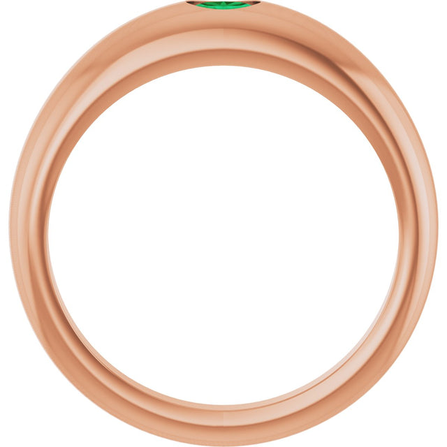 14K Gold Oval Natural Emerald Petite Dome Ring - Rose Gold - view 2