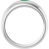 Platinum Oval Natural Emerald Petite Dome Ring - view 2