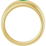 14K Gold Oval Natural Emerald Petite Dome Ring - Yellow Gold - view 2